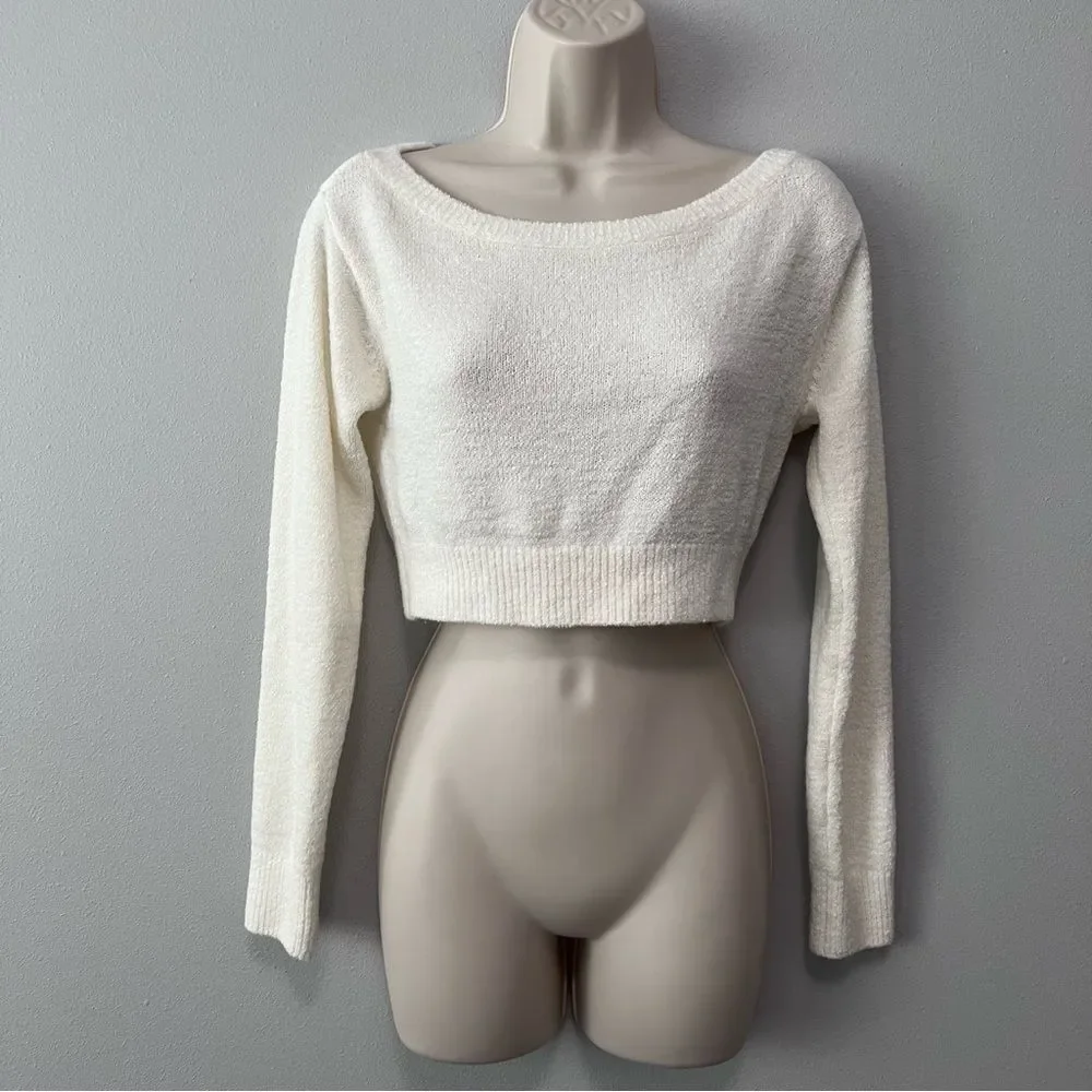 Lovers + Friends Textured Cropped Long Sleeve Top Size XXS NWOT!